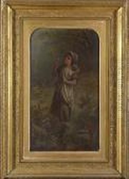 Young Girl Gathering Flowers - view 1