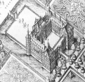 Birds-Eye View of Honselaarsdijk c. 1637 detail by Balthasar Florisz. van Berckenrode