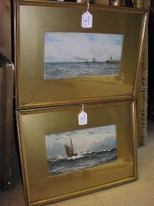 Seascape With Shipping, Signed And Dated 1904, Watercolour by William Thomas Nicholas Boyce