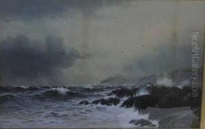 A Rocky Coastline With Shipping by William Thomas Nicholas Boyce