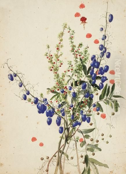 Flower Study With Berries - view 1
