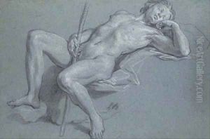 A reclining nude holding a staff