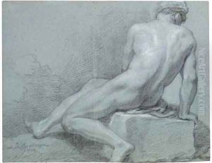A seated nude, seen from behind by Louis the Younger Boullogne