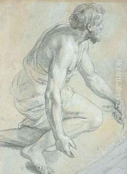 A kneeling figure in profile to the left, for an Adoration of the Shepherds - view 1