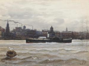 The River Mersey; And The Isle Of Man Packet Paddlesteamer In Themersey by John Boydel