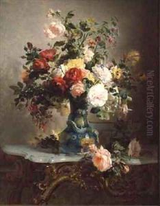 Vase of Roses and Other Flowers by Marc-Laurent Bruyas