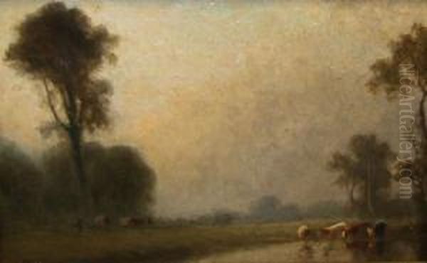 Meadow Landscape With Cattle - view 1