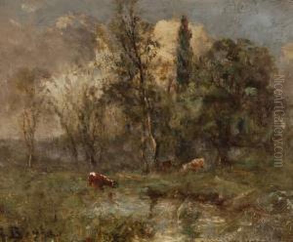 Cattle By A Stream by George Boyle