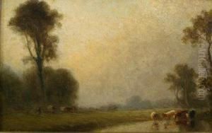A Water Meadow With Cattle by George A. Boyle