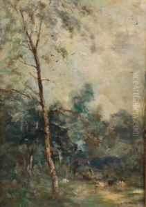 Cattle Under A Birch Tree