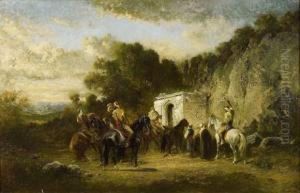 Halte De Cavaliers Arabes by Honore Boze