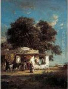 " Halte Des Cavaliers A La Fontaine ". by Honore Boze