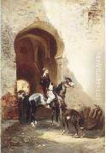 Cavalier Arabe Et Levrier. by Honore Boze