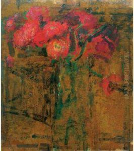 Bouquet De Fleurs Dans Un Vase Vert