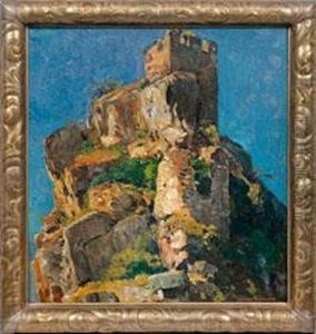 Turm Der Burgruinesteinkallenfels by Eugen Felix Prosper Bracht