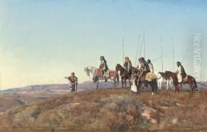 Arab Warriors On The Lookout by Eugen Felix Prosper Bracht