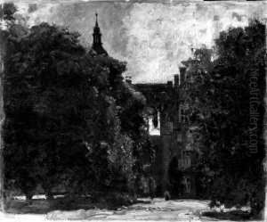 Schloss Friesen Bei 
Reichenbach/vogtland. Signiert Unten Links: Eugen Bracht. Ol Auf Karton.
 H 48,5; B 57,5 Cm. Verso Beschriftet: 820 "schloss Friesen Bei 
Reichenbach I. Voigtland"/studie Fur Das Geschenk Des Akademischen Rates
 An/s.excellenz D.  by Eugen Felix Prosper Bracht