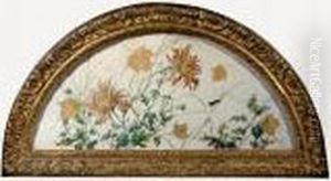 Projet D'eventail A Decor De Chrysanthemes Et D'insectes by Felix Bracquemond