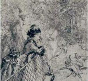 Au Jardin D'acclimatation (2e Planche). by Felix Bracquemond