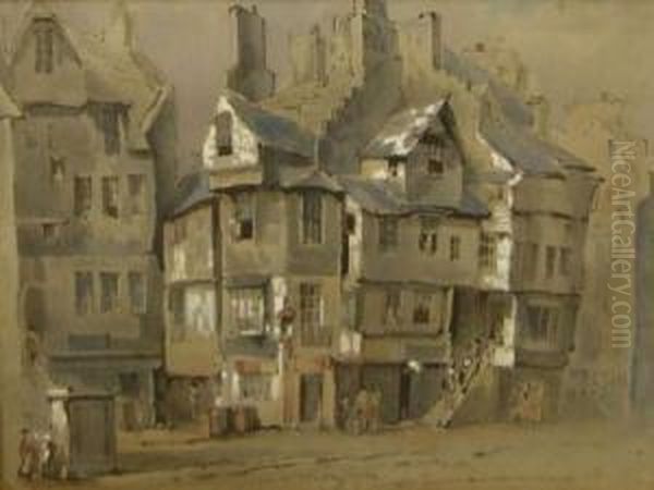 Street Scene With Figures In Olden Times - view 1