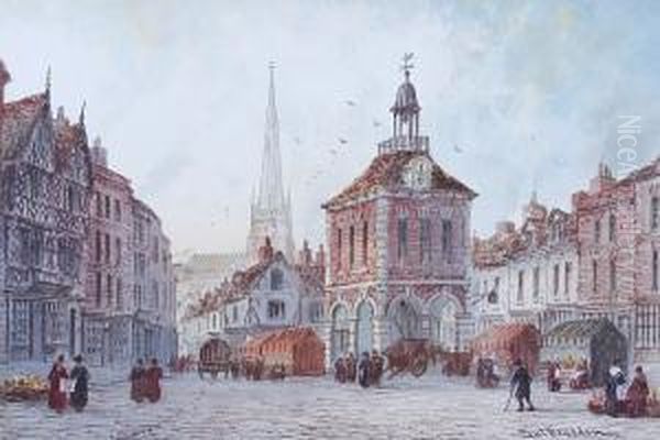 "bygone Birmingham - The Bull
Ring, From High Street, 1790", Together With "bygone Birmingham - The
Bull Ring, From Moor Street, 1790" - view 1