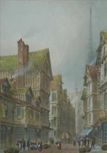 Street Market Infrance, The Medieval Town With Cathedral by Paul Braddon
