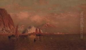 Labrador Mountain And Icebergs By Light Of The Midnight Sun by William Bradford