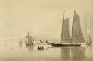 Schooner Yacht 'bessie' Off Newport, Circa
