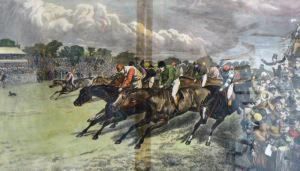 The Derby At The Starting Post Rounding Tattenham Corner by Basil Bradley