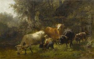 Cows Watering by Anton Braith