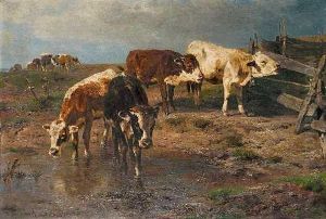 Kuhe Am Wasser by Anton Braith