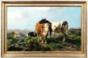 Rinder Im Hochgebirge by Anton Braith