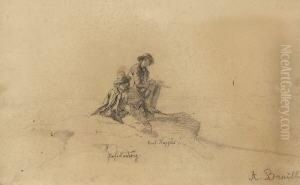 Die Malerfreunde Ludwig Und Kappis
Auf Einem Felsen Sitzend. by Anton Braith