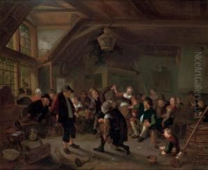 Villagers Making Merry In A Tavern by Richard Brakenburgh