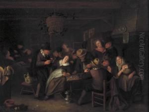 Peasants Making Merry In An Interior by Richard Brakenburgh