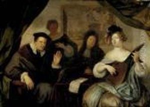 A Merry Company Making Music And Singing In An Interior by Richard Brakenburgh