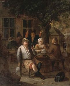 Peasants Drinking And Merrymaking by Richard Brakenburgh