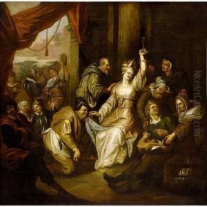A Brothel Scene With Figures
Making Merry Together With Figures Making Music In The Background And A
Violin Player In The Foreground by Richard Brakenburgh