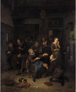A Tavern Scene With A Son Beseeching His Mother For Forgiveness by Richard Brakenburgh
