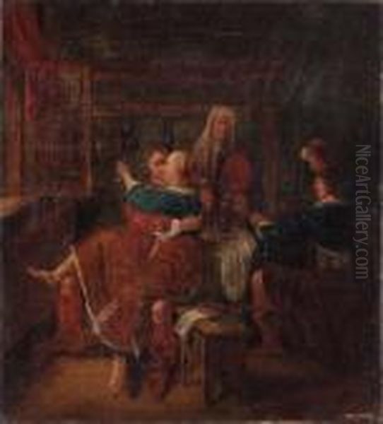 Soldiers Courting A Woman In A Brothel - view 1