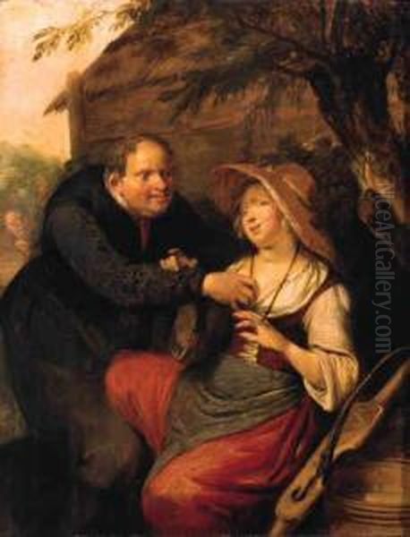 Touch: A Peasant Courting A Milkmaid In A Farmyard By Ahaystack - view 1