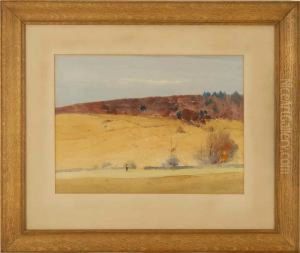 Fall Landscape With Figure by Clarence E. Braley
