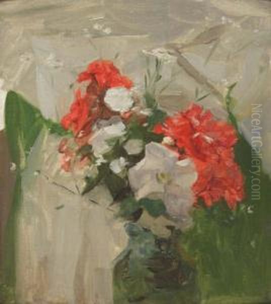 Still Life - Bottle Neck Vase Of Flowers - view 1