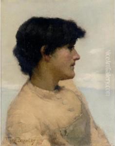 Study Of A Fishergirl, Newlyn by Frank Bramley