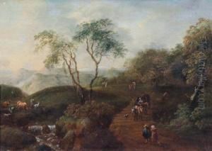Bewaldete Landschaft Mit Reisenden by Johann Christian Brand