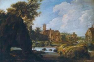 Paesaggio Meridionale Con Un Villaggio Lungo Un Fiumicello by Johann Christian Brand