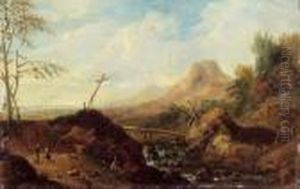 Kleine Landschaft Mit Wanderern by Johann Christian Brand
