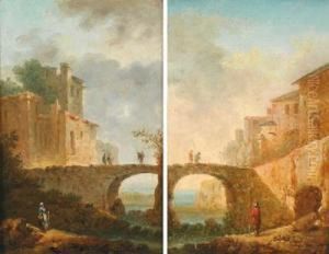 Due Paesaggi Fluviali Con Ponte Ad Arco by Johann Christian Brand
