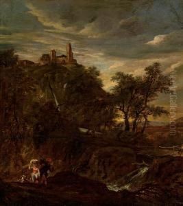 Italianisiernde Flusslandschaft Mit Ruine by Johann Christian Brand