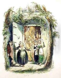 Mr Pickwick's unfortunate adventure at the girls' school by Hablot Knight Browne